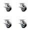 Service Caster 5 Inch Kingpinless Rubber on Aluminum Wheel Swivel Caster Set with Brakes SCC SCC-KP30S520-RAR-SLB-4 - alternate 1